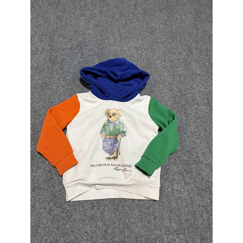 Polo Ralph Lauren Hoodie Kids 5 Multicolor Polo Bear Fleece Graphic Pullover
